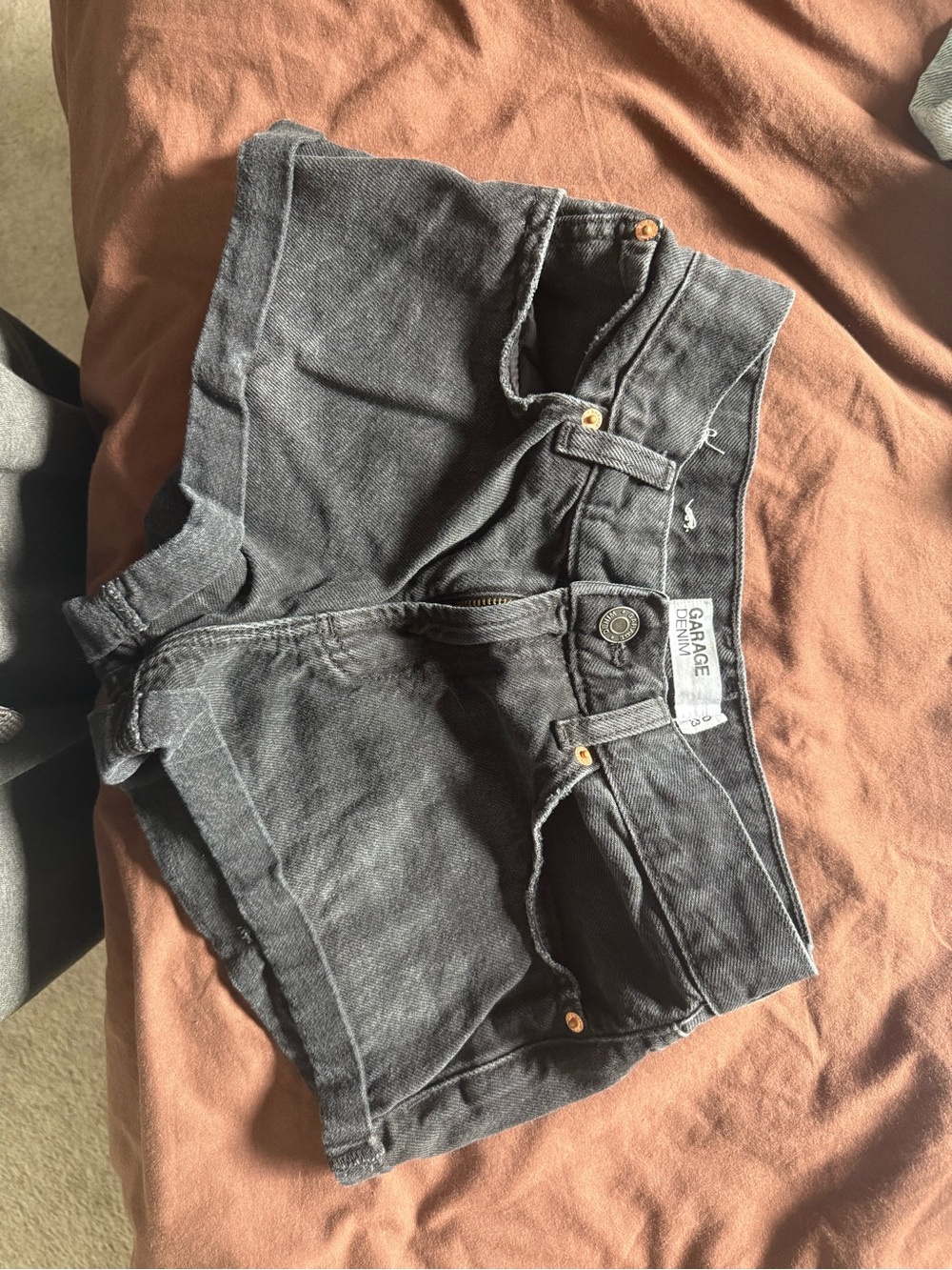 Black Mid-waist Denim Shorts, Size 00W, Garage